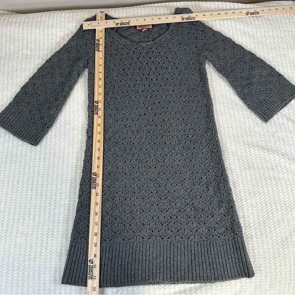 Juicy Couture Womens Small 3/4 Sleeve Crochet Dress Gray Fall Layered Tunic - Picture 7 of 10